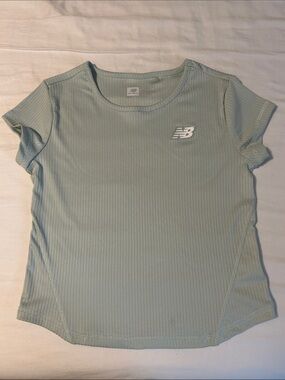 New Balance Girls’s Pale Mint Ribbed Short Sleeve Tee